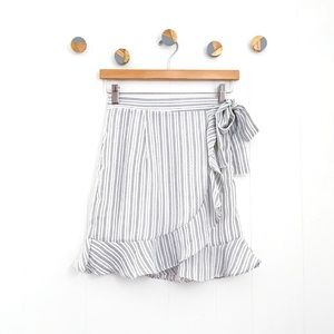 Lulu’s Walk on Air Striped Wrap Mini Skirt | S